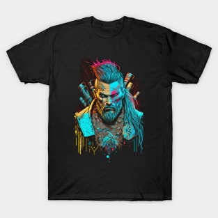 Neon Cyberpunk Viking - V1.13 T-Shirt